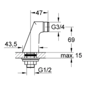 GROHE PROFESSIONNAL Raccord Colonnette Grohe Chromé 1/2” mode pas cher 6