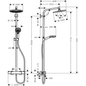 achat pas cher Colonne De Douche 1 Jet CROMETTA S 240 Hansgrohe 2 Sorties – 27267000 12