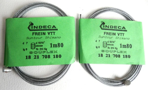 2 BRAKES CABLES INDECA FREIN VTT SUNTOUR SHIMANO – Cables De Frein 1.80m prix le plus bas 1